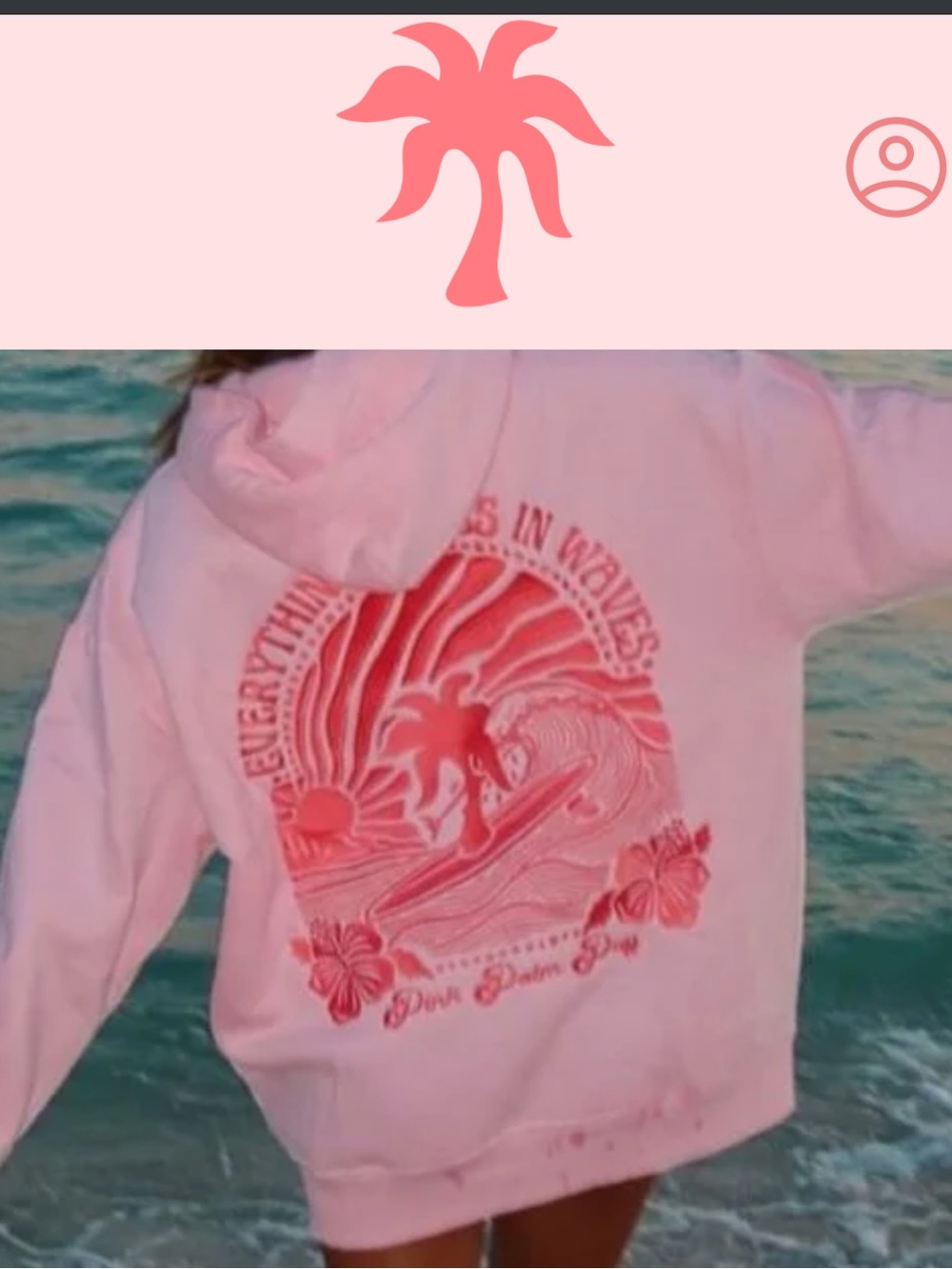 Pink Palm Puff Authentic Hoodie